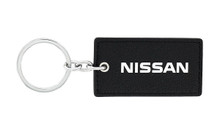Nissan UV Printed Leather Key Chain_ Rectangular Shape Black Leather