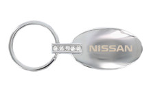 Nissan Oval Shape Metal Crystal Key Chain with Laser Engraved Nissan Logo