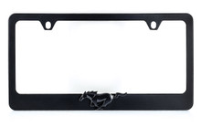 Black Powder Coated Zinc License Frame with 3D Mustang Pony Black Emblem