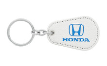 Honda UV Printed Leather Key Chain_ Pear Shape White Leather