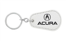 Acura UV Printed Leather Key Chain_ Pear Shape White Leather