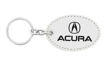 Acura UV Printed Leather Key Chain_ Oval Shape White Leather
