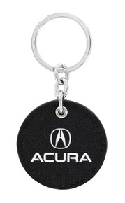 Acura UV Printed Leather Key Chain_ Round Shape Black Leather