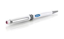 Ford White Crystal Pen embellished with premium crystal & UV printed logo - Available in 3 Crystal Colors