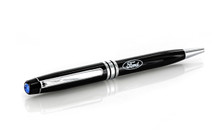 Ford Black Crystal Pen embellished with premium crystal & UV printed logo — Available in 3 Crystal Colors