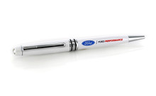 Ford Performance White Crystal Pen embellished with premium crystal & UV printed logo — Available in 3 Crystal Colors