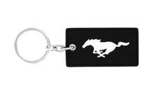 Ford Mustang two sided UV Printed Leather Key Chain — Rectangular Shape Black Leather