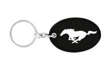 Ford Mustang two sided UV Printed Leather Key Chain — Oval Shape Black Leather