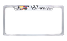 Cadillac Logo Chrome Plated License Plate Frame — Top Engraved Frame