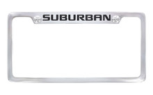Chevy Suburban Wordmark Chrome Plated License Plate Frame — Top Engraved Frame