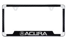 Carbon Fiber Patterned Vinyl Insert License Plate Frame with 3D Acura Emblem — Available in 2 Colors