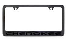 Jeep Brand Black Coated License Plate Frame with Black Cherokee Logo