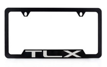 Acura Brand Black Coated Metal License Plate Frame with TLX imprint - Notch Bottom Frame