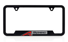 Acura Black Plastic License Plate Frame with UV Printed A-Spec Logo - Notch Bottom Frame