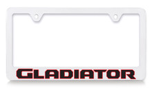 Jeep Brand White Plastic License Plate Frame with UV Printed Gladiator Logo 