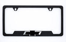 Black Coated Zinc License Frame with Black 3D Chevy Bowtie Badge