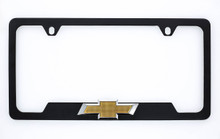 Black Coated Zinc License Frame with 3D Chevy Bowtie Badge 