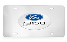 Ford F-150 Logo Chrome Plated Solid Brass Emblem Attached To A Stainless Steel Plate