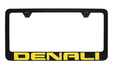 GMC Denali Black Coated License Plate Frame with Yellow Denali Wordmark