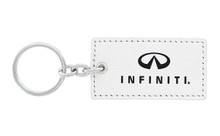 Infiniti UV Printed Leather Key Chain_ Rectangular Shape White Leather