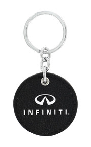 Infiniti UV Printed Leather Key Chain_ Round Shape Black Leather