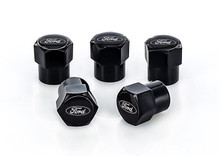 Ford Black Coated Valve Stem Caps  with Ford Oval Logo