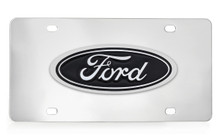 3D Ford Black Oval Emblem Attached To a Stainless Steel Plate
