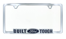 Chrome Plated License Plate Frame with Contoured Cutout Built Ford Tough Logo