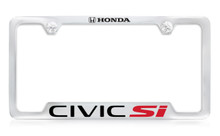 Chrome Plated Zinc License Plate Frame with Honda Civic Si Logo_ Notch Bottom Frame