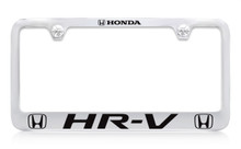 Honda Chrome Plated Zinc License Plate Frame with Epoxy Filled Honda HR-V Logo - Wide Bottom Frame