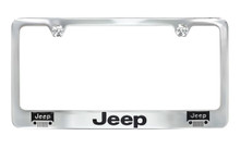 Jeep Grill Logo Chrome Plated License Plate Frame - Wide Bottom Frame