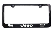 Jeep Grill Logo Black Coated License Plate Frame - Wide Bottom  Frame