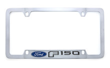 Ford F-150 wordmark chrome plated metal license plate frame - Wide Bottom Frame