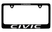 Honda Civic Black Coated Zinc License Plate Frame - Wide Bottom Frame