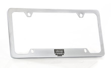 Jeep Grill Logo Satin Finish License Plate Frame - Notch Bottom Frame