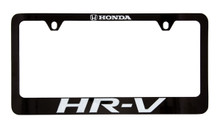 Honda Black Coated Zinc License Plate Frame with Epoxy Filled Honda HR-V Logo - Wide Bottom Frame