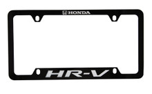 Honda Black Coated Zinc License Plate Frame with Epoxy Filled Honda HR-V Logo - Notch Bottom Frame