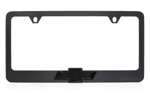 Black Coated Zinc License Plate Frame with 3D Black Chevy Bowtie Badge 