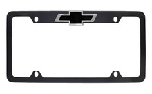 Black Coated Zinc License Plate Frame with 3D Chevy Bowtie Badge - Top Notch Frame