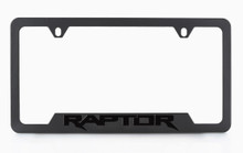 Ford Brand Black Coated Metal License Plate Frame with Black Raptor Logo