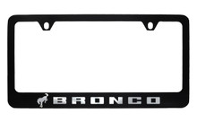 Ford Bronco Black Coated Metal License Plate Frame with Exposed Chrome Logo