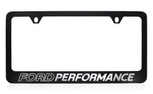 Ford Performance Black Coated Metal License Plate Frame with Exposed Chrome Logo