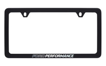 Ford Performance Black Coated Metal License Plate Frame with Exposed Chrome Logo - Thin Rim Frame