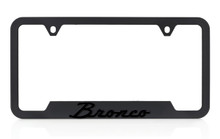 Black Plastic License Frame with 3D Black Bronco Script Emblem 