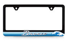 Black Plastic License Frame with 3D Bronco Script Emblem _  Blue Waves Design 