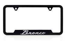 Black Plastic License Frame with 3D Chrome Plated Bronco Script Emblem 
