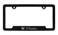 Cadillac Workmark & Logo Black Coated Metal Bottom Engraved License Plate Frame