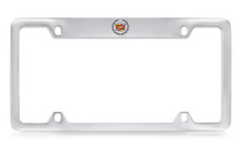 Cadillac Logo Chrome Plated Metal Top Engraved License Plate Frame Holder