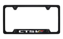 Cadillac CTS With Colored V Logo Bottom Engraved Black Coated License Plate Frame