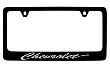 Chevrolet Script Black Coated Zinc License Plate Frame With Silver Imprint